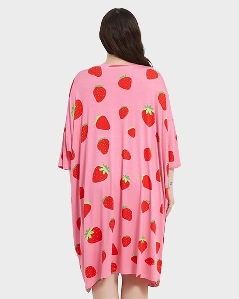 Luxurious Plus Size Ultra-Soft Bamboo Blend Oversized Shirt Sleepwear with Pockets