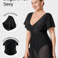 Chic Plus Size Full Coverage Ruffle Swimdress with Built-in Shorts for Women