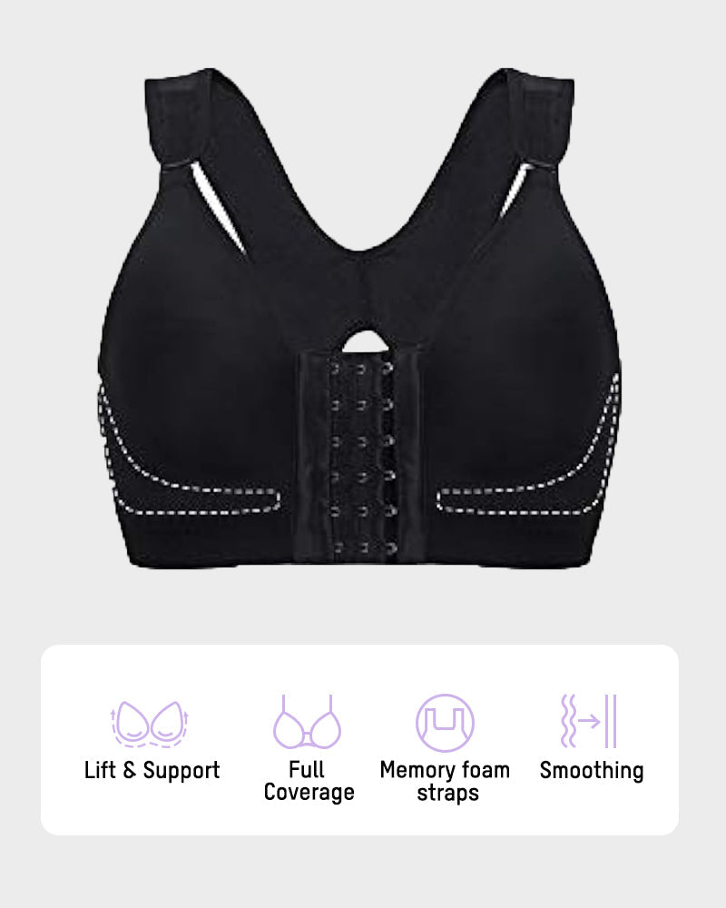 Comfortable Post-Surgery Front Closure Recovery Sports Bra for Gentle Healing Support