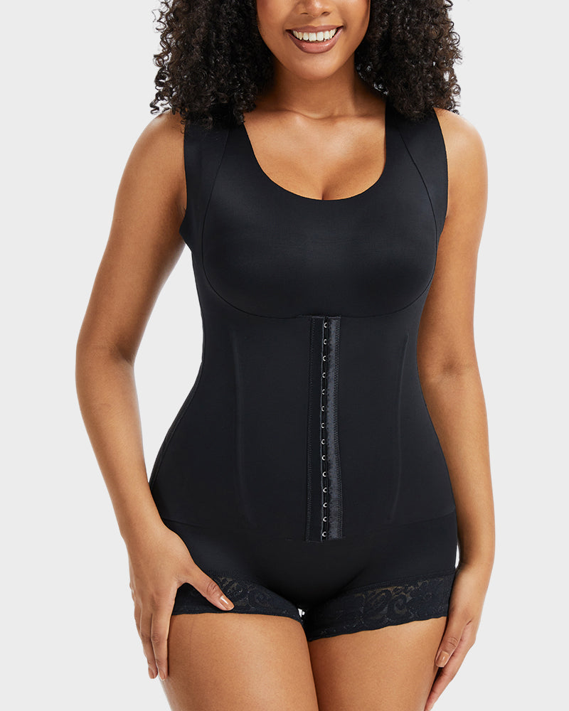 Seamless PowerMesh Double-Layer Tummy Control Bodysuit Shapewear for Women