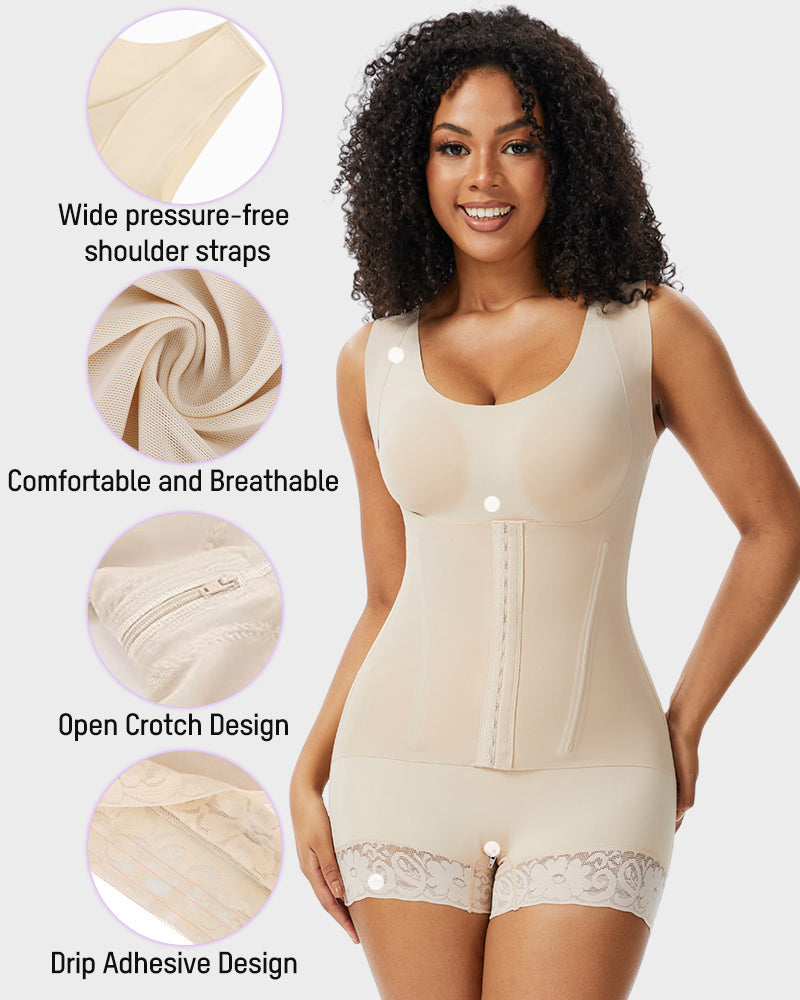 Seamless PowerMesh Double-Layer Tummy Control Bodysuit Shapewear for Women
