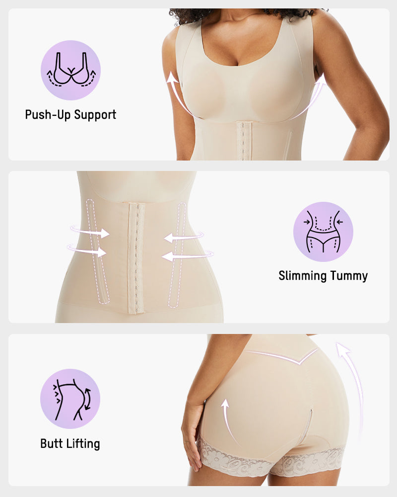 Seamless PowerMesh Double-Layer Tummy Control Bodysuit Shapewear for Women