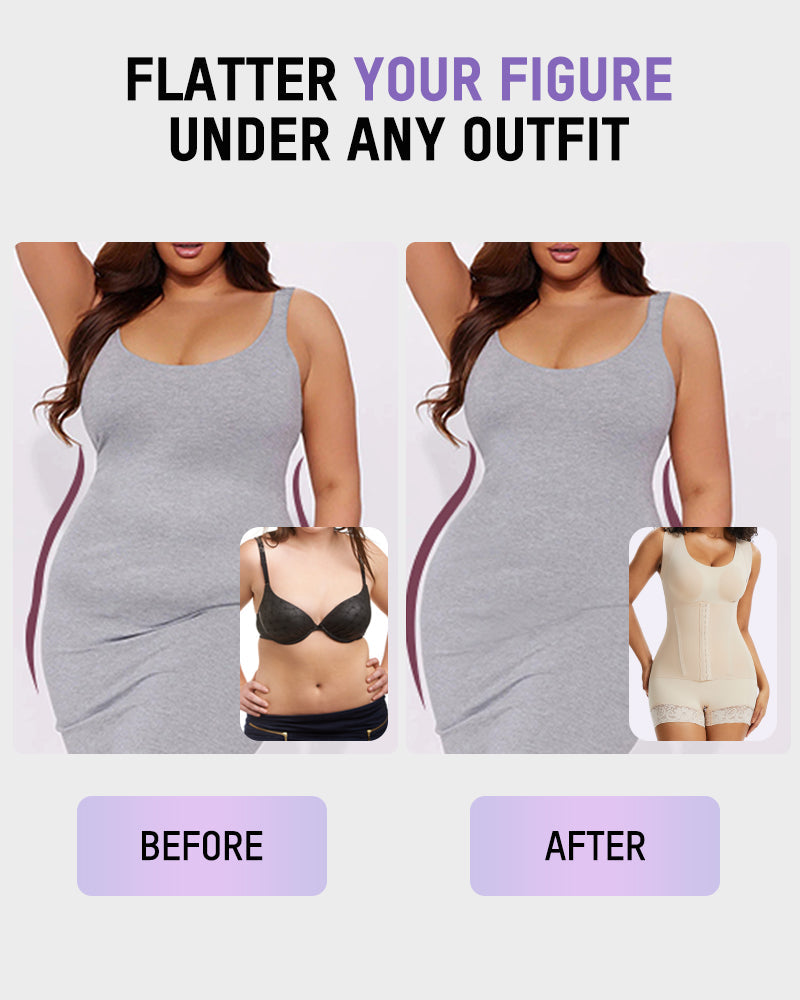 Seamless PowerMesh Double-Layer Tummy Control Bodysuit Shapewear for Women