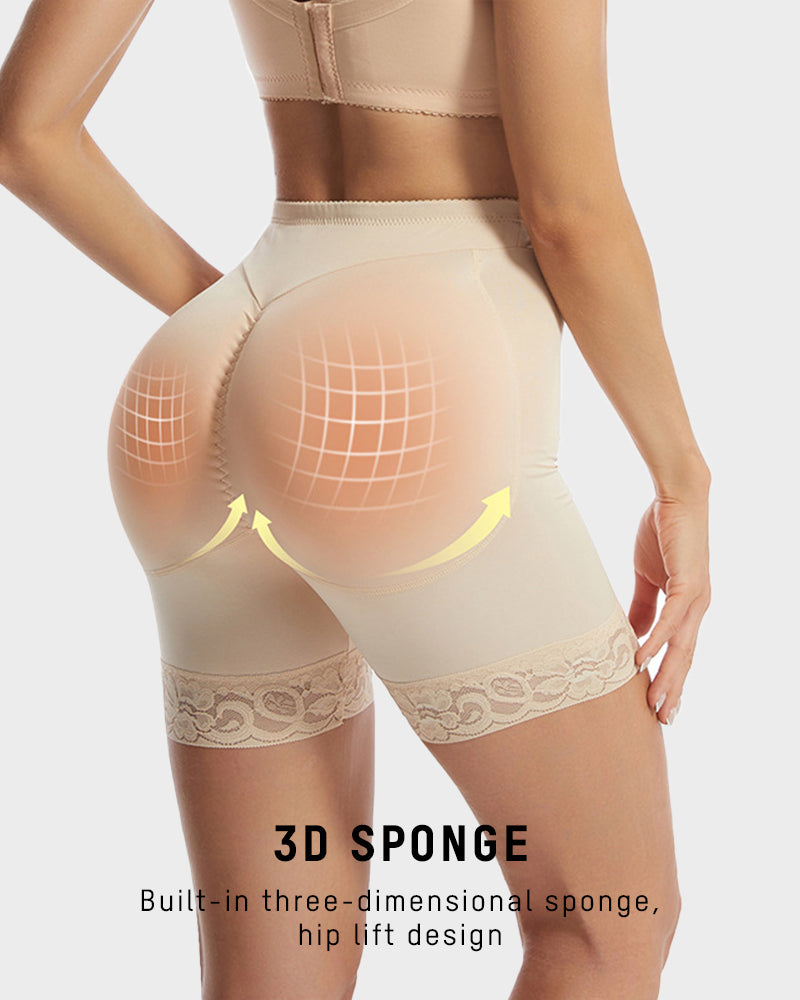 Ultimate High-Waist Butt Lifting Shorts with Removable Hip Pads & Tummy Control