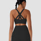 Quick-Dry Front Zipper Push-Up Sports Bra for Women with Adjustable Crisscross Back