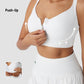 Quick-Dry Front Zipper Push-Up Sports Bra for Women with Adjustable Crisscross Back