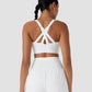 Quick-Dry Front Zipper Push-Up Sports Bra for Women with Adjustable Crisscross Back
