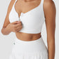 Quick-Dry Front Zipper Push-Up Sports Bra for Women with Adjustable Crisscross Back