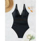 Elegant Mesh Tummy Control One-Piece Swimsuit with Deep V-Neck & Backless Design