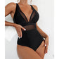Elegant Mesh Tummy Control One-Piece Swimsuit with Deep V-Neck & Backless Design