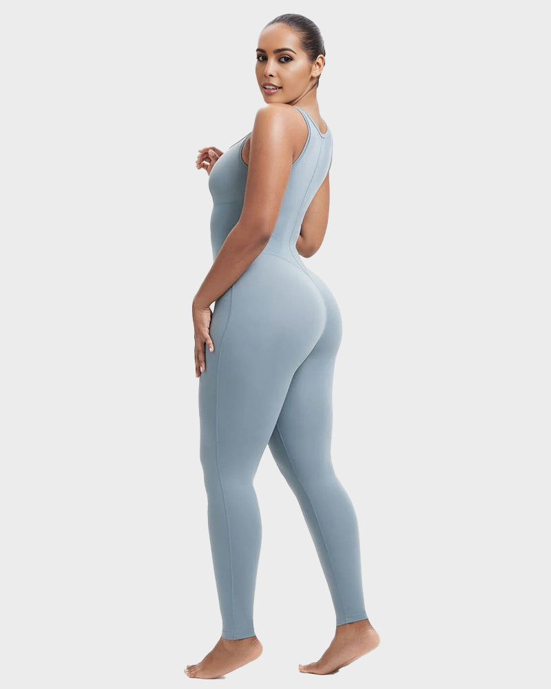 Women's Sweat Sauna Compression Workout Jumpsuit with Tummy Control
