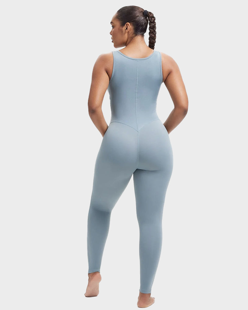 Women's Sweat Sauna Compression Workout Jumpsuit with Tummy Control