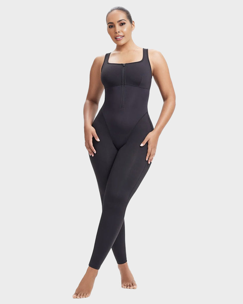 Women's Sweat Sauna Compression Workout Jumpsuit with Tummy Control