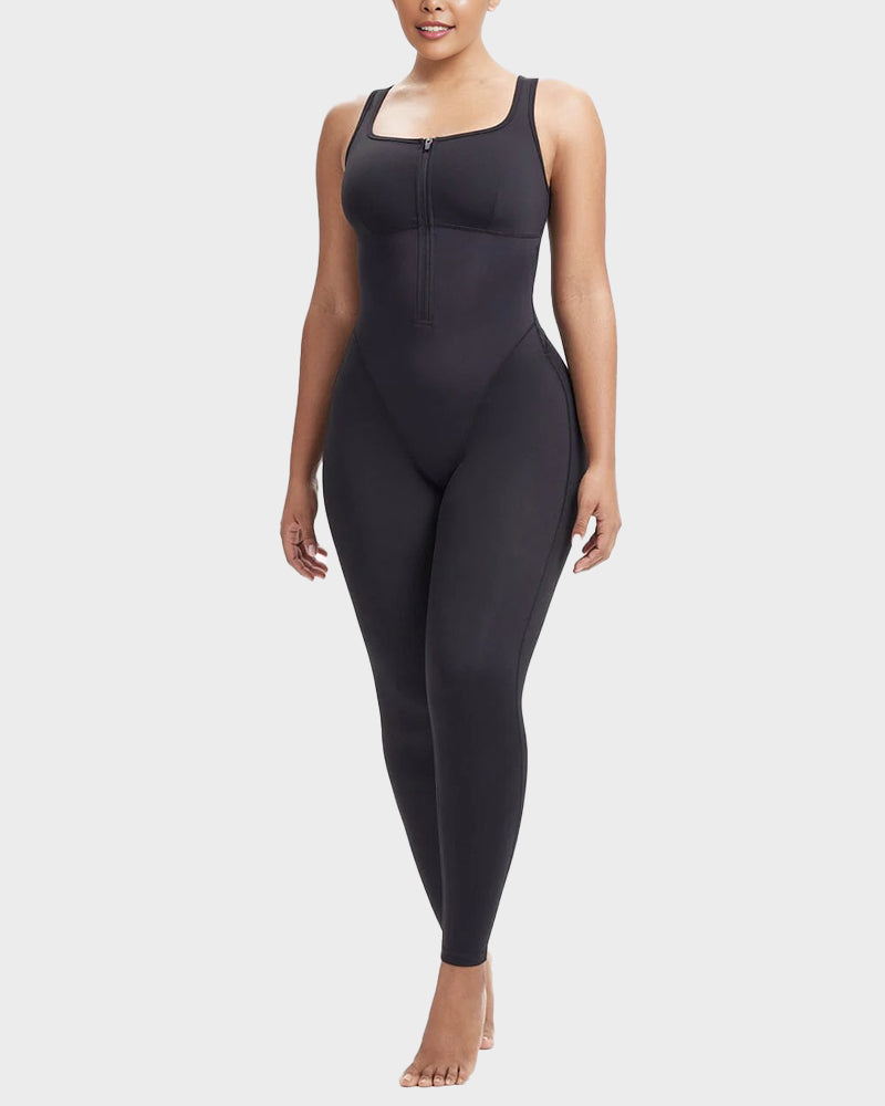 Women's Sweat Sauna Compression Workout Jumpsuit with Tummy Control