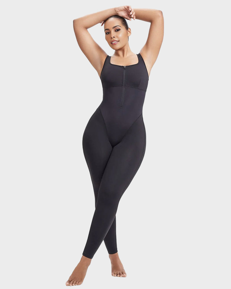 Women's Sweat Sauna Compression Workout Jumpsuit with Tummy Control