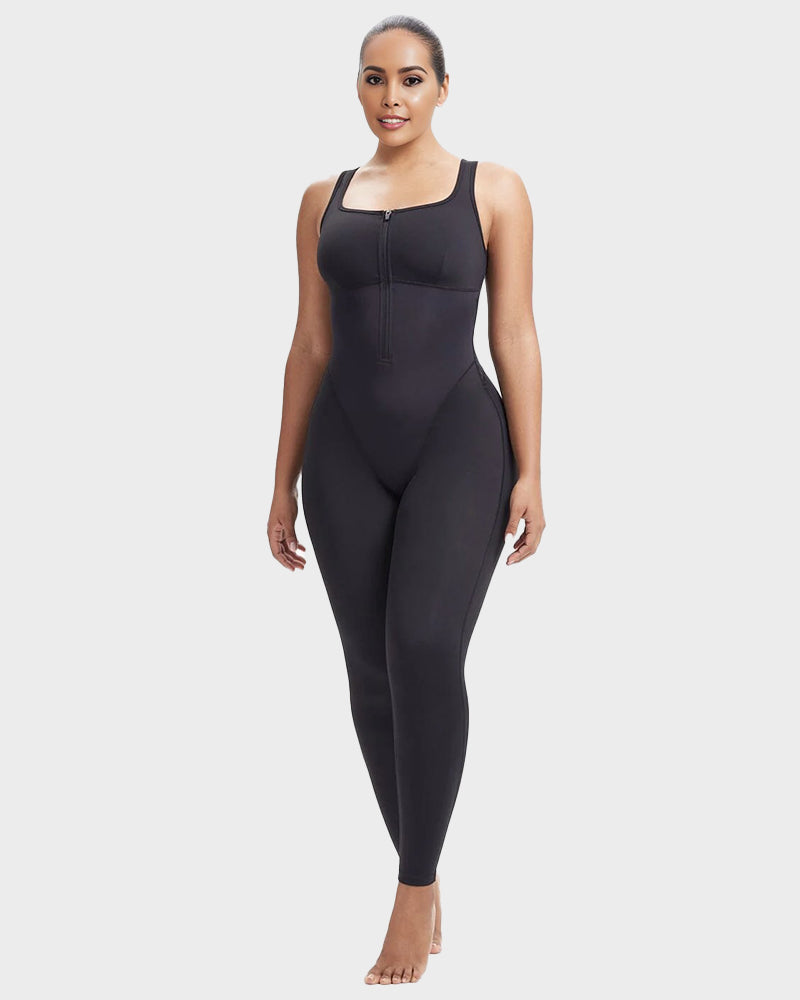 Women's Sweat Sauna Compression Workout Jumpsuit with Tummy Control