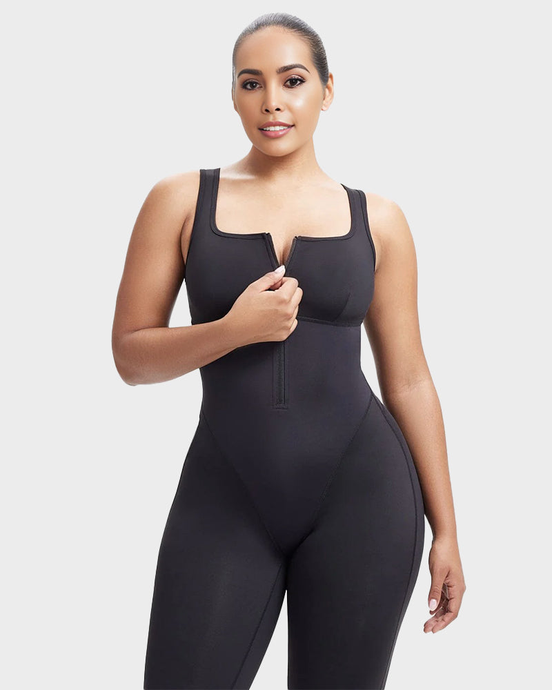 Women's Sweat Sauna Compression Workout Jumpsuit with Tummy Control