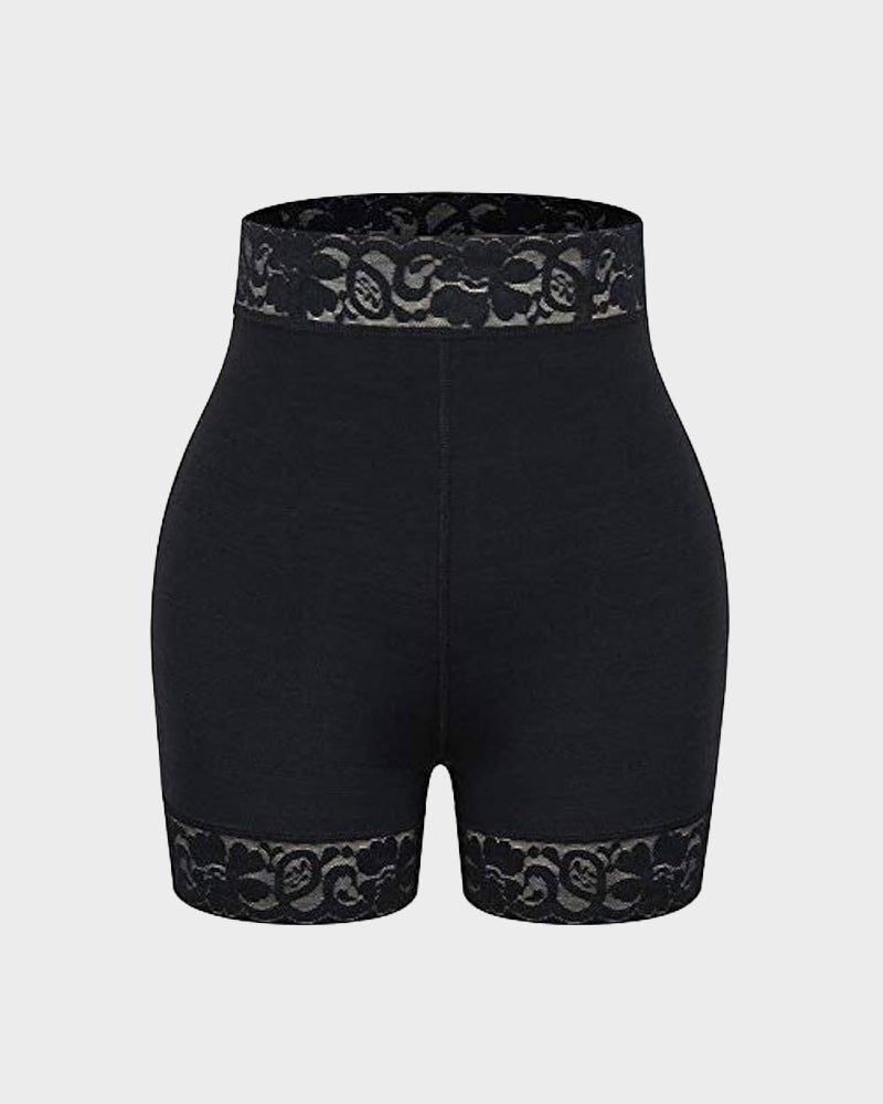 High-Waisted Sculpting Lace Shapewear Shorts for Tummy Control and Butt Lift