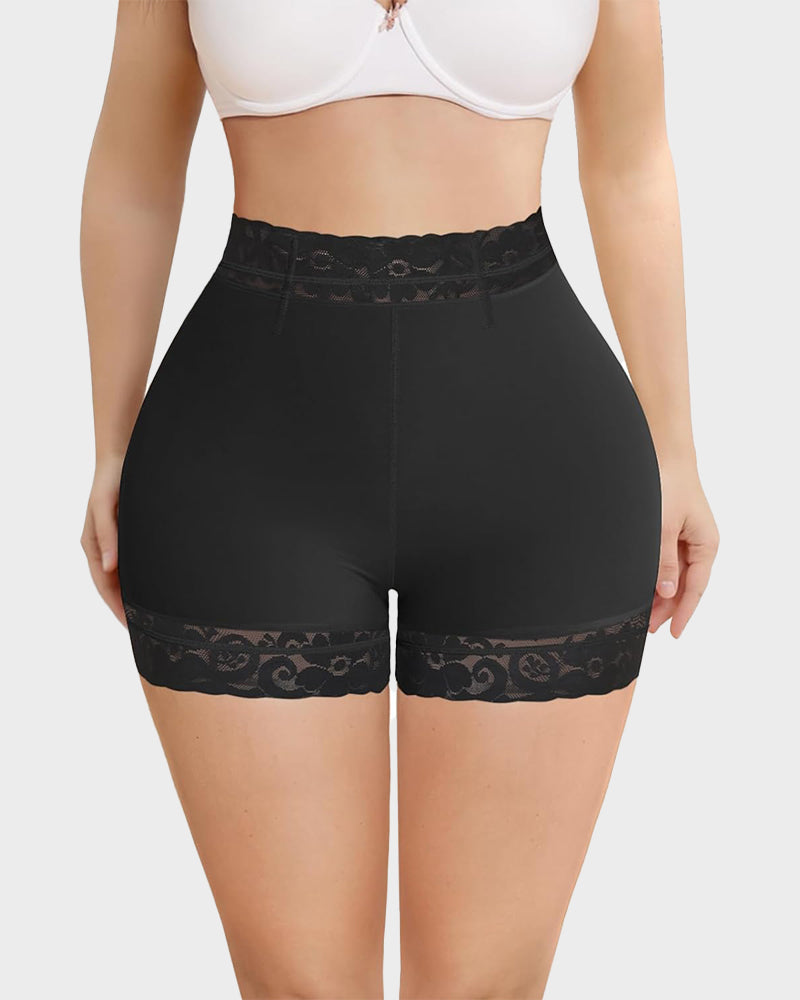 High-Waisted Sculpting Lace Shapewear Shorts for Tummy Control and Butt Lift