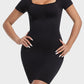 Chic Seamless Ribbed Square Neck Mini Dress - Figure Sculpting Bodycon