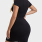 Chic Seamless Ribbed Square Neck Mini Dress - Figure Sculpting Bodycon