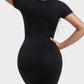 Chic Seamless Ribbed Square Neck Mini Dress - Figure Sculpting Bodycon