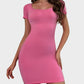Chic Seamless Ribbed Square Neck Mini Dress - Figure Sculpting Bodycon