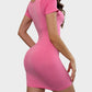 Chic Seamless Ribbed Square Neck Mini Dress - Figure Sculpting Bodycon