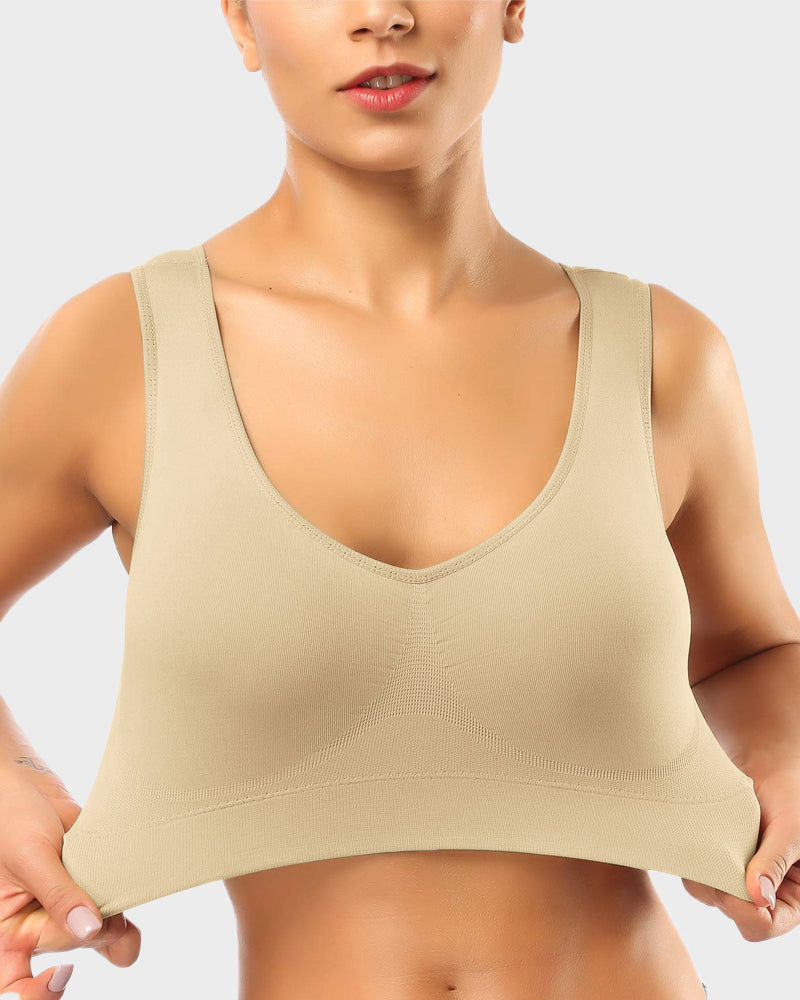SheCurve Seamless Comfort Wireless Sports Bra with Removable Pads & Wide Straps