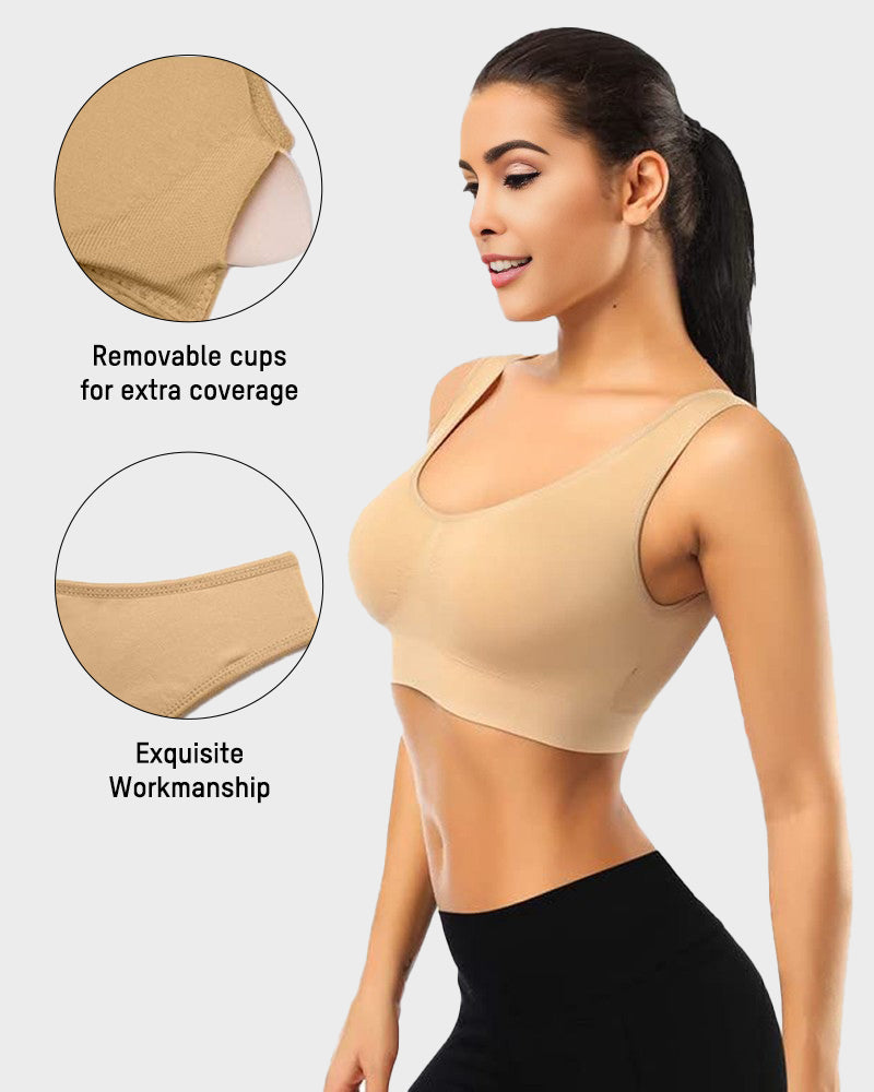 SheCurve Seamless Comfort Wireless Sports Bra with Removable Pads & Wide Straps