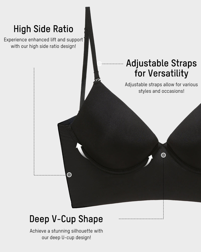 Seamless Deep V Backless Bra: Invisible Lift & Support for Plunge