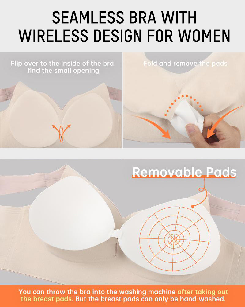 Luxurious Seamless Full Coverage Wireless Push-Up Bra with Comfort Wide Straps