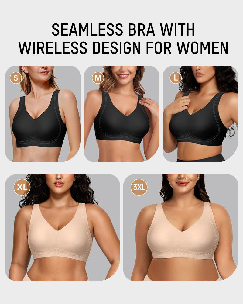Luxurious Seamless Full Coverage Wireless Push-Up Bra with Comfort Wide Straps