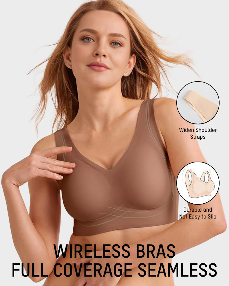 Luxurious Seamless Full Coverage Wireless Push-Up Bra with Comfort Wide Straps