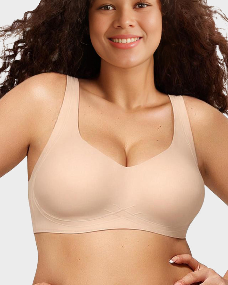 Luxurious Seamless Full Coverage Wireless Push-Up Bra with Comfort Wide Straps