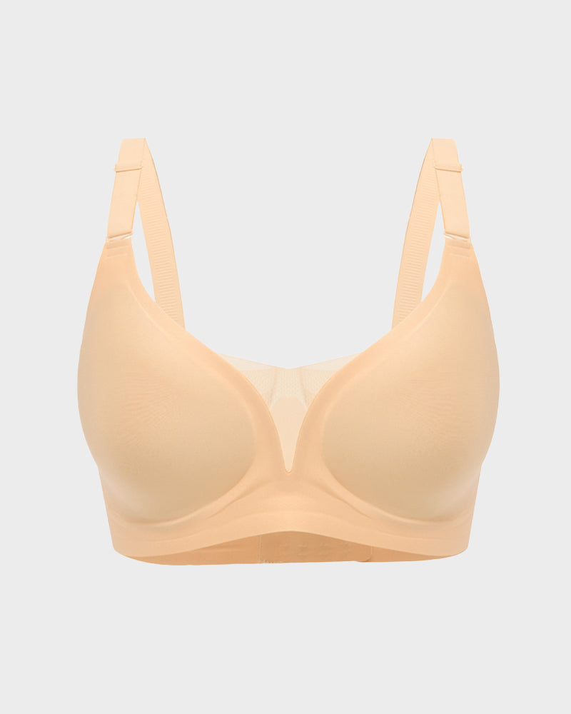 Ultra-Comfort Seamless Mesh Panel Wireless Bra with Invisible Lift and Breathable Design
