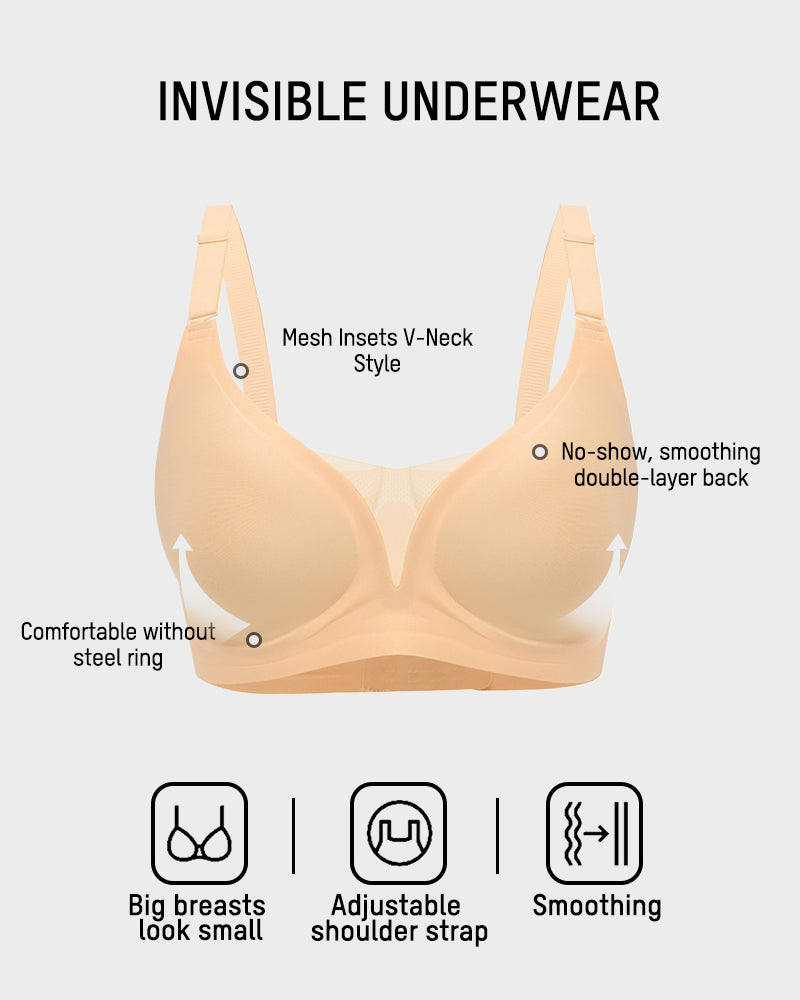 Ultra-Comfort Seamless Mesh Panel Wireless Bra with Invisible Lift and Breathable Design