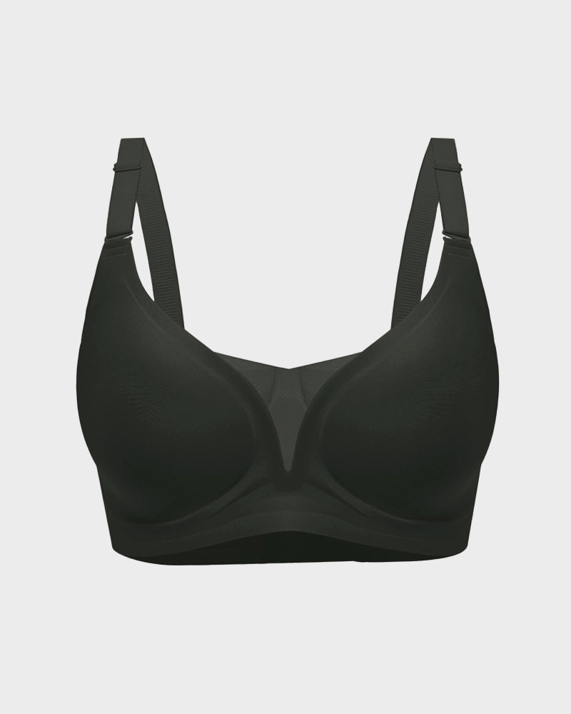 Ultra-Comfort Seamless Mesh Panel Wireless Bra with Invisible Lift and Breathable Design