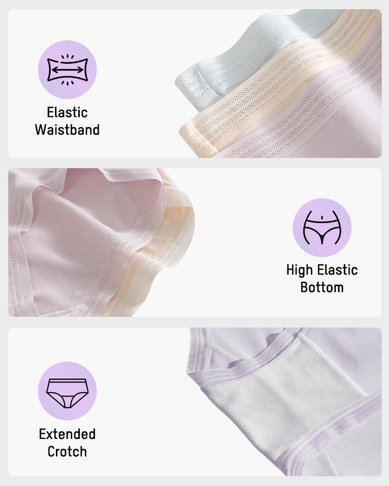 Cloud-Soft Seamless Mid-Rise Modal Antibacterial Panties 4-Pack