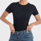 Women's Seamless Soft Stretch Round Neck Short Sleeve Bodysuit Shapewear Top