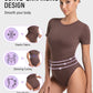 Women's Seamless Soft Stretch Round Neck Short Sleeve Bodysuit Shapewear Top