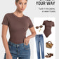 Women's Seamless Soft Stretch Round Neck Short Sleeve Bodysuit Shapewear Top