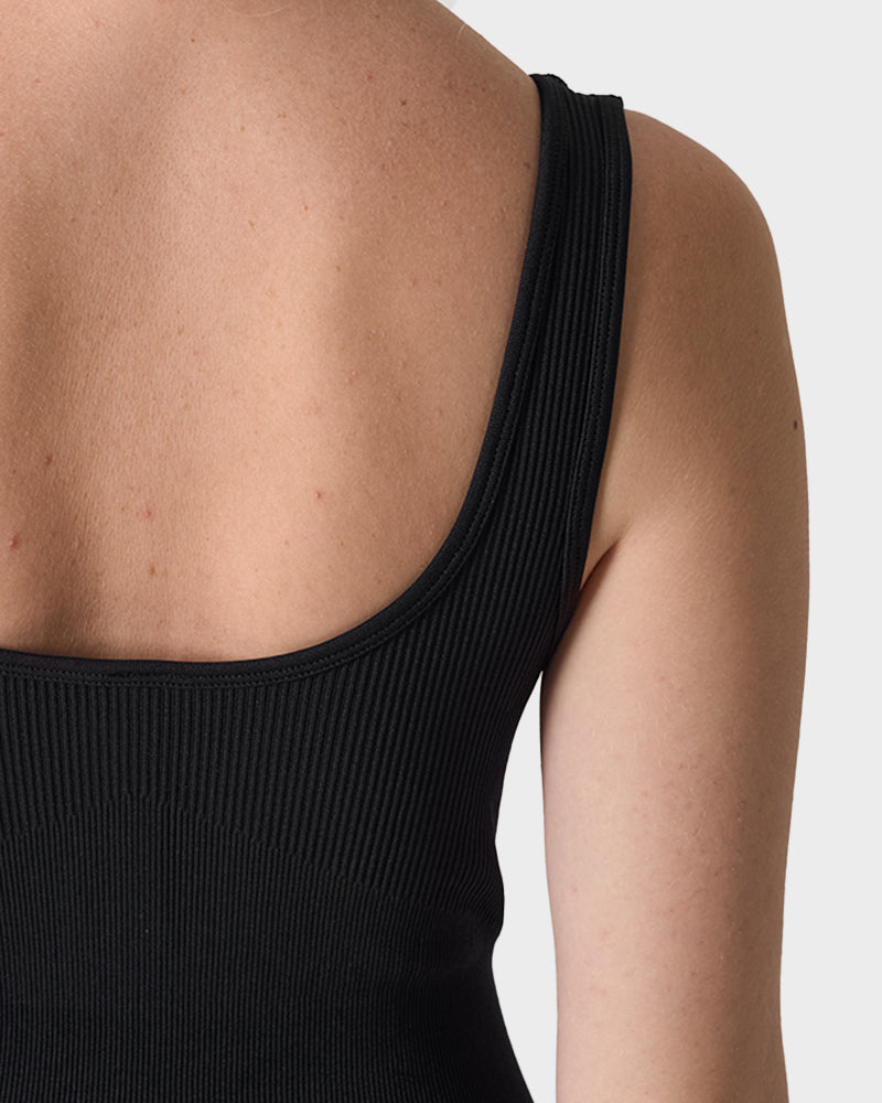 Seamless Square Neck Sculpting Sport Jumpsuit: Yoga, Gym & Casual Wear
