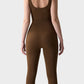 Seamless Square Neck Sculpting Sport Jumpsuit: Yoga, Gym & Casual Wear