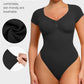 Seamless V-Neck Tummy Control Thong Bodysuit - Ultra-Flattering Shapewear for Women