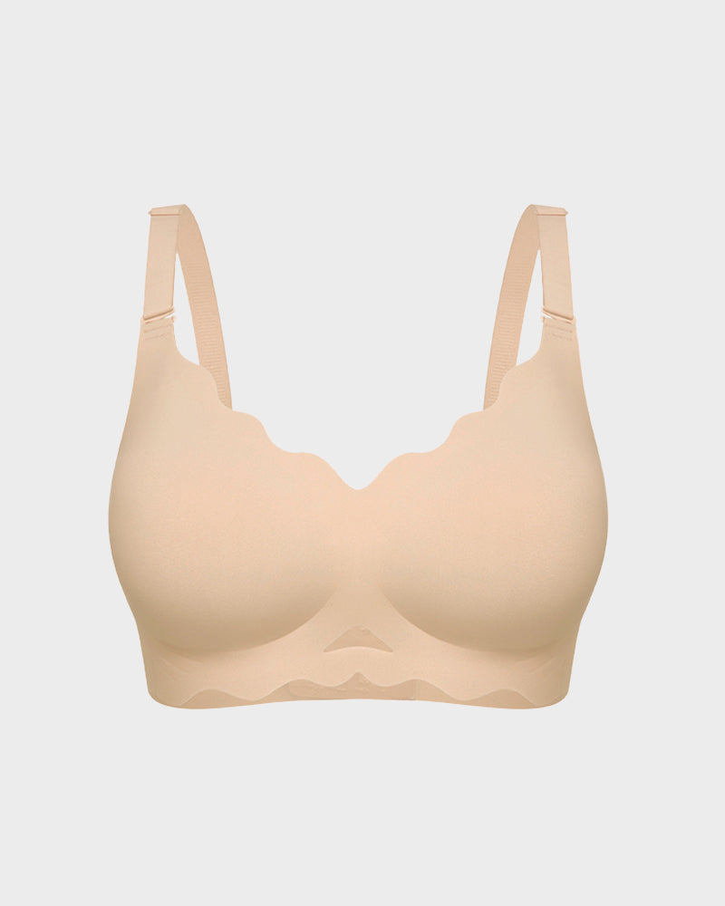 Seamless Wireless Scalloped Edge Jelly Bra: Invisible Comfort, Lift, and Support