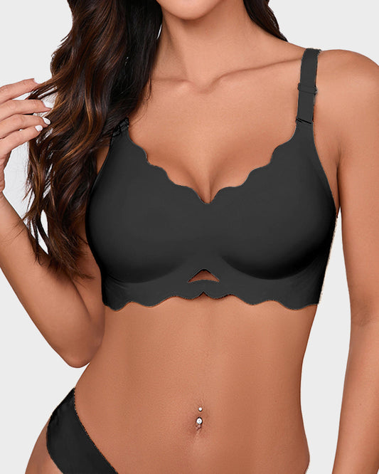 Seamless Wireless Scalloped Edge Jelly Bra: Invisible Comfort, Lift, and Support