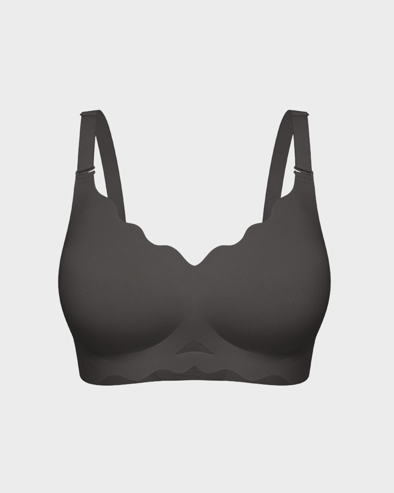 Seamless Wireless Scalloped Edge Jelly Bra: Invisible Comfort, Lift, and Support
