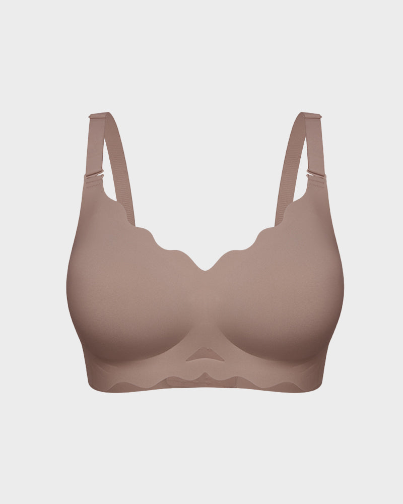 Seamless Wireless Scalloped Edge Jelly Bra: Invisible Comfort, Lift, and Support