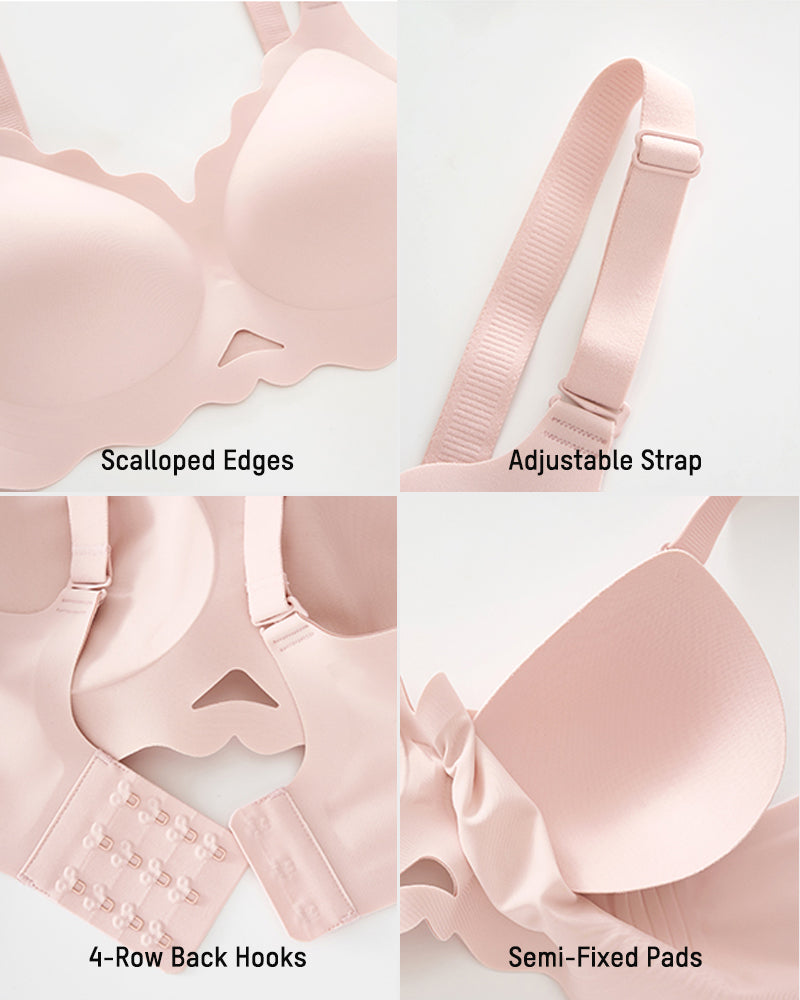 Seamless Wireless Scalloped Edge Jelly Bra: Invisible Comfort, Lift, and Support